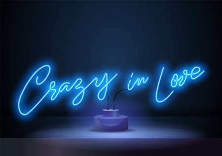 Crazy in Love Neon Signs Style Text vector. Crazy in Love neon poster, design template, modern trend design, night signboard,のイラスト素材