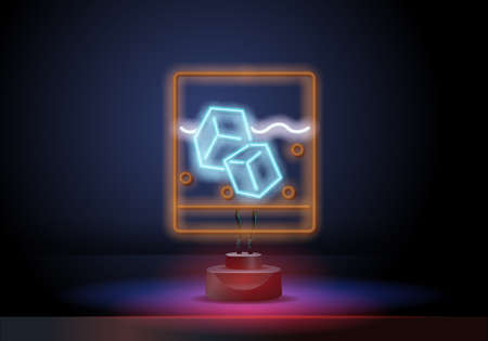 Neon cocktail. Popular alcoholic isolated geometric cocktails on dark wall background.のイラスト素材