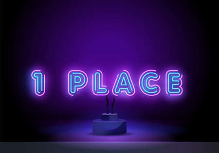 1 st Place Neon Signs Style Text Vector. Element of simple icon for websites, web design, mobile app, info graphics. Pink color. Neon vector on dark backgroundのイラスト素材