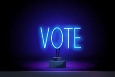 Voting button neon icon. Elements of election set. Simple icon for websites, web design, mobile app, info graphicsのイラスト素材