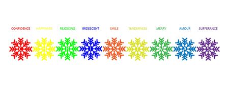 Set of vector multicolored snowflakes icons on a white backgroundのイラスト素材