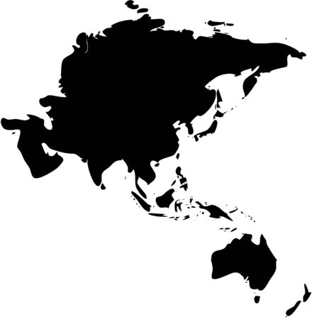 vector outline map of Asia and Oceaniaのイラスト素材