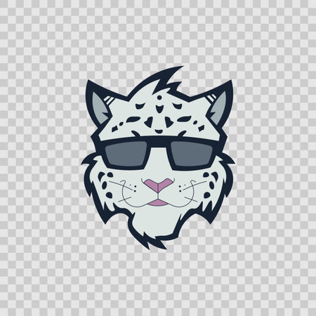 vector icon of white snow tiger head in ski goggles