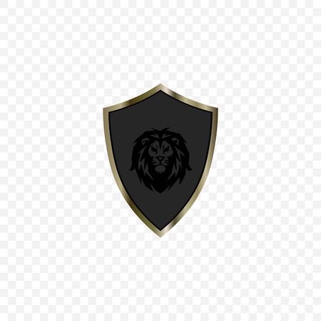 vector image of a knight's shield with a lion silhouetteのイラスト素材