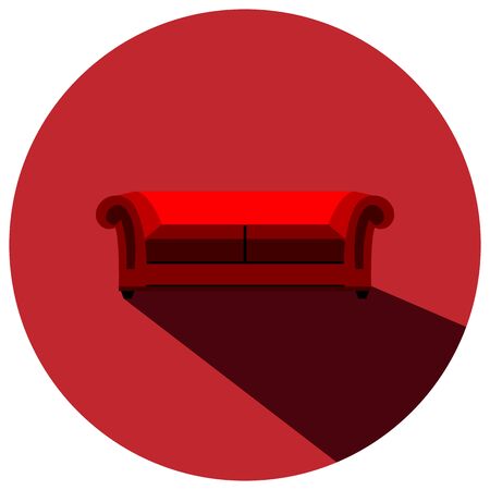 Flat vector icon of red sofa with shadowのイラスト素材