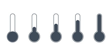 vector set of thermometers with different air temperatureのイラスト素材