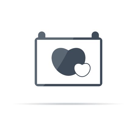 Vector icon of scheduled meeting with loved ones. Vector calendar with two hearts.のイラスト素材