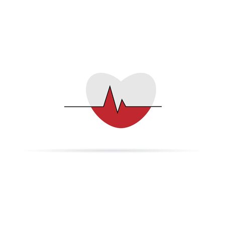 vector heartbeat icon on heart backgroundのイラスト素材