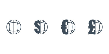 vector set of web icons with international currencies - dollar, euro, poundのイラスト素材