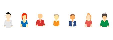 vector set of profile pictures of girls, guys of all ages and clothes