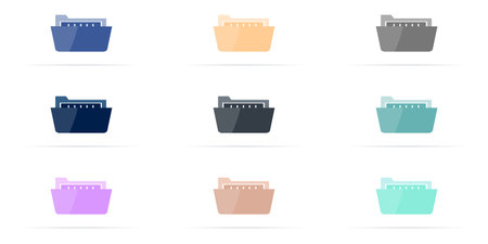 vector folder icon set for documents or computerのイラスト素材
