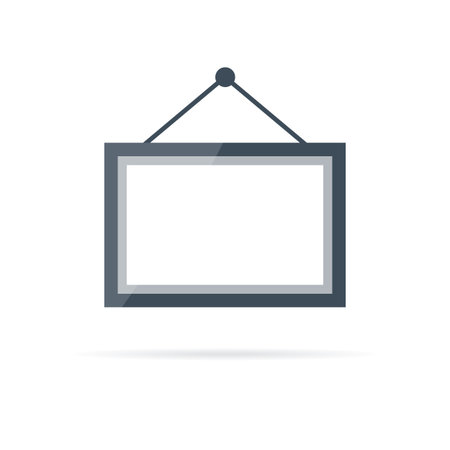 vector photo frame icon hung on the wallのイラスト素材
