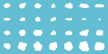 vector icon set with clouds of different shapesのイラスト素材