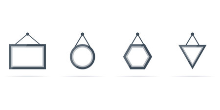 vector set of photo frames icons for hanging on the wall