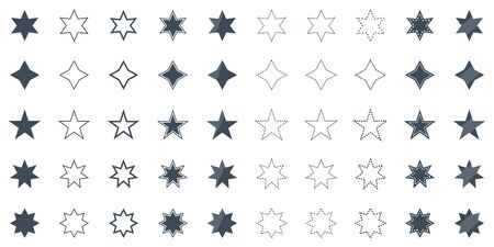 vector set of stars in different shapesのイラスト素材