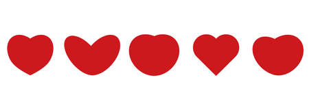 vector set of red hearts of different shapesのイラスト素材