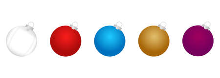 set realistic vector image monochrome Christmas Ballsのイラスト素材