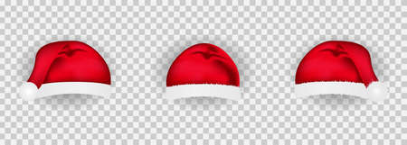 vector set of three realistic images of christmas hatsのイラスト素材
