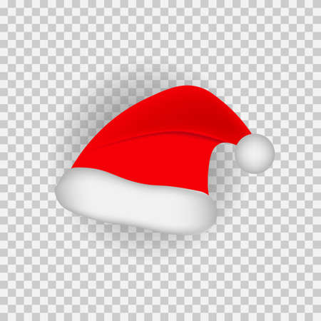 vector image of realistic santa hat with pompom on top rightのイラスト素材