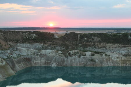 Mountain lake in summer evening の写真素材