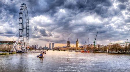 London skyline view from the Embankment bridgeのeditorial素材