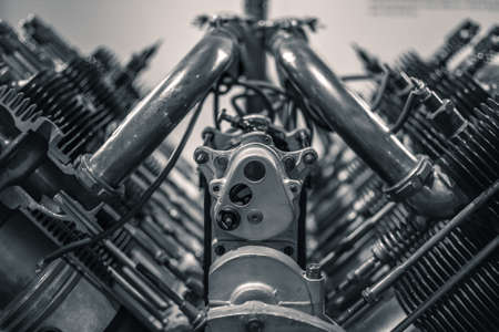 Pistons and gears of an old aero engineの写真素材