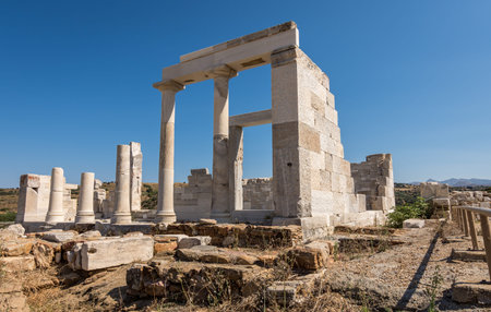 Tourists visting Demeter's temple and ruins at Sangri village, Naxos, Greeceのeditorial素材