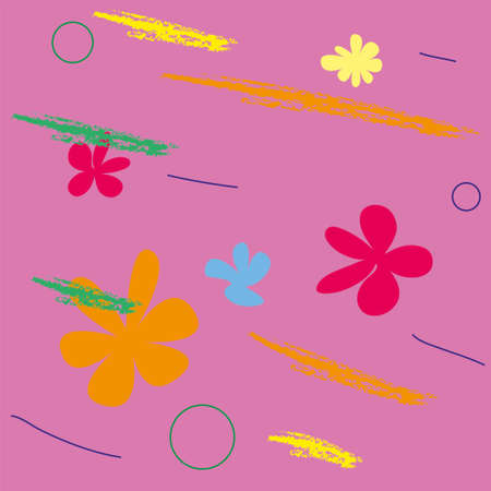 Seamless pattern with flowers on a pink backgroundのイラスト素材