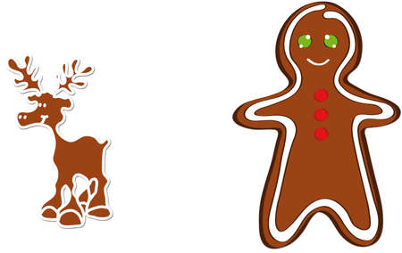   illustration shows a Christmas gingerbread reindeerのイラスト素材