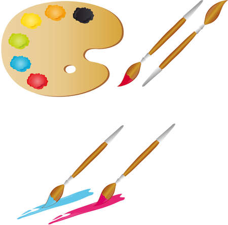 painter's palette with brushesのイラスト素材