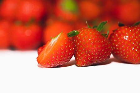 Fresh red beautiful strawberries on white background