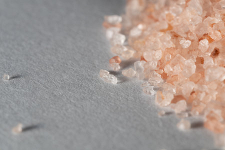 Himalayan pink rose colored natural salt. Macro photoの写真素材