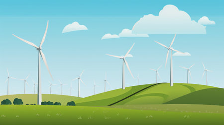 AI Generated A Windy Landscape of Power Supply and Beauty.の素材