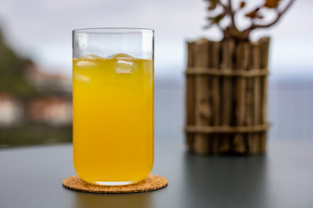 Refreshing Glass of Passion fruit Juiceの写真素材