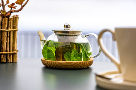 Delicious Mint Tea for Healthy Wellbeingの写真素材
