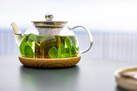 Delicious Mint Tea for Healthy Wellbeingの写真素材