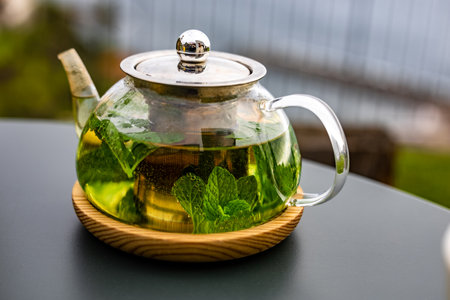Delicious Mint Tea for Healthy Wellbeingの写真素材