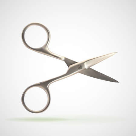 Pair of chrome metal nail scissors, eps10 vector compositionのイラスト素材