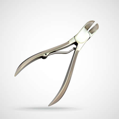 Chrome shiny metal nail clippers, eps10 vector compositionのイラスト素材