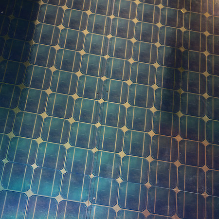 Solar photovoltaic module panel close-up fragmentの写真素材