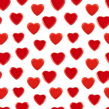 Seamless glossy red heart background pattern