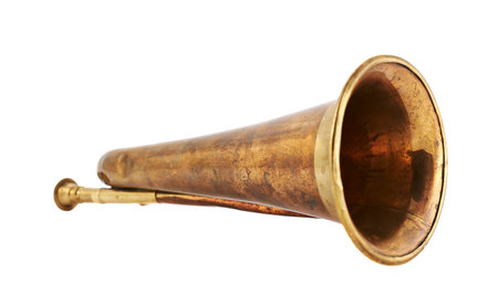 Trumpet musical metal instrument isolated over white background