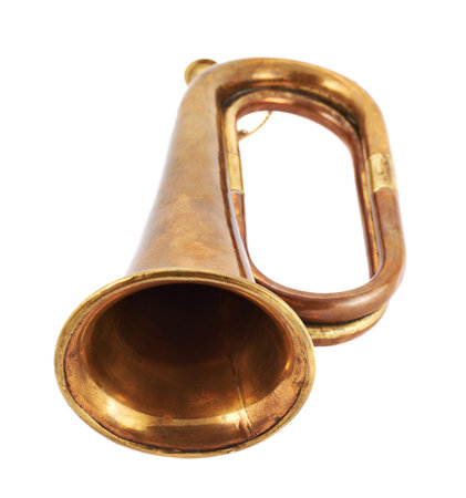 Trumpet musical metal instrument isolated over white background