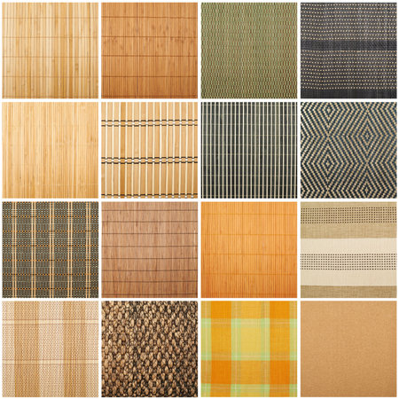 Serving mat texture as abstract background composition, top view above, set of sixteen versionsの写真素材