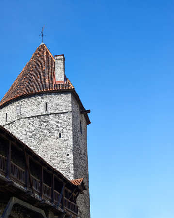 Medieval tower against the blue sky, outdoor compositionのeditorial素材