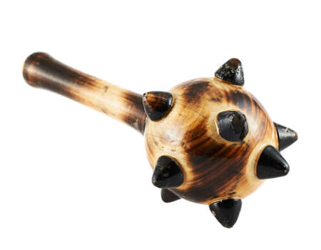 Wooden mace weapon isolated over white backgroundの写真素材