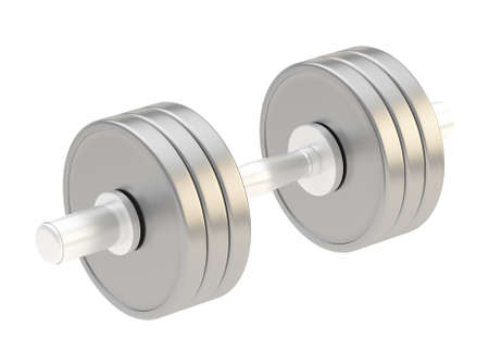 Adjustable weight metal dumbbell isolated over white backgroundの写真素材