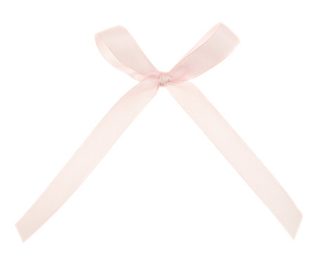 Light pink bow isolated over white background