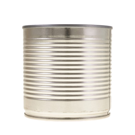 Metal can isolated over white background, side view