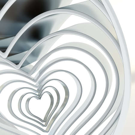 Chrome metal heart shape figure abstract background compositionの写真素材